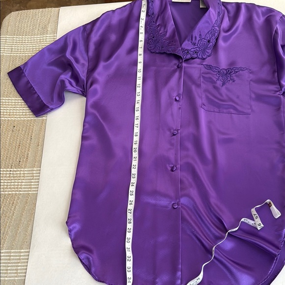 Purple Polyester Button-Up Robe - Picture 12 of 16